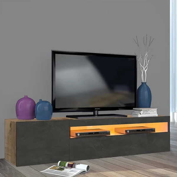 Mobile porta tv 155x37cm 1 anta antracite Light Small Gihome®