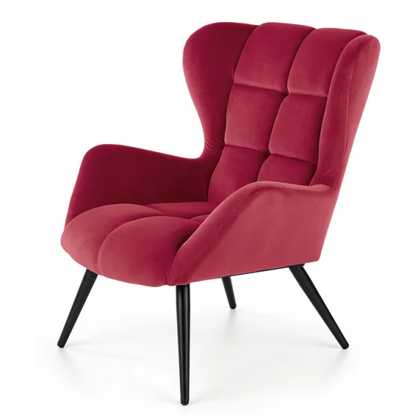 Poltrona imbottita in velluto bordeaux Polly
