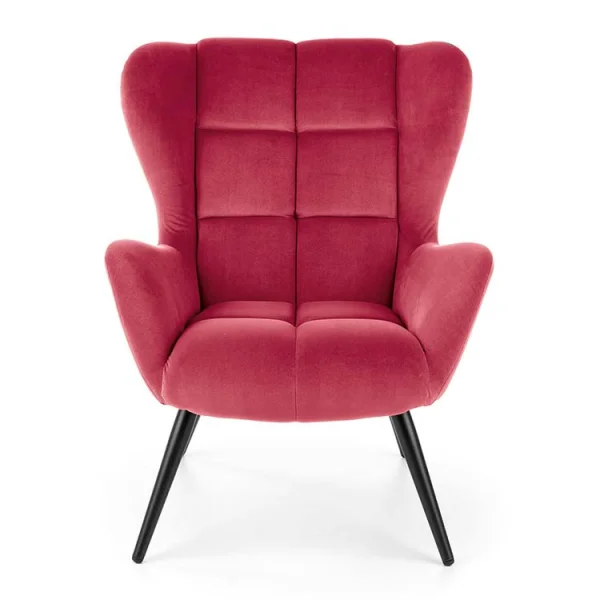 Poltrona imbottita in velluto bordeaux Polly