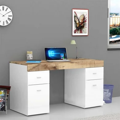 Scrivania ufficio moderna 130x60cm bianco lucido pero Becka big