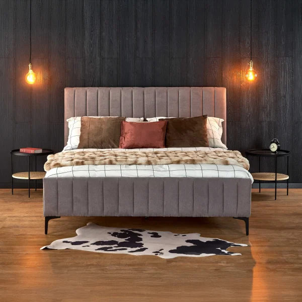 Letto matrimoniale imbottito 160x200cm grigio chiaro Varano