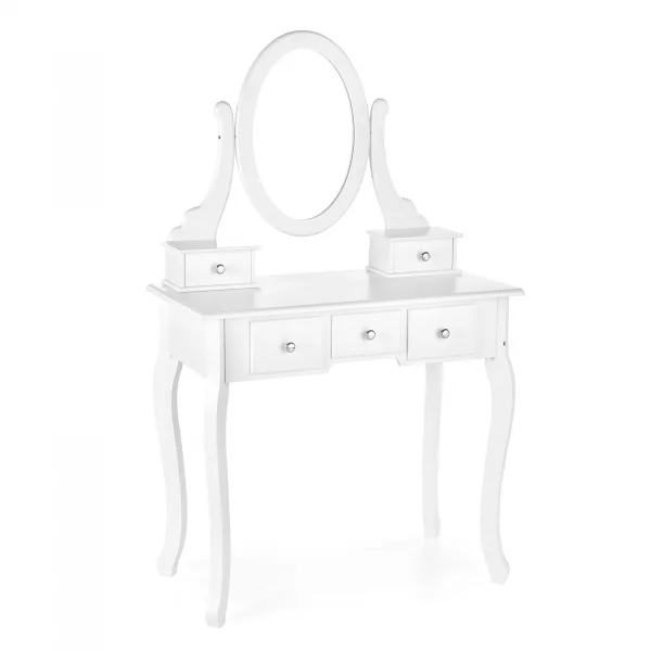 Toeletta da trucco 80x130h cm con specchio e sgabello bianco Lyra
