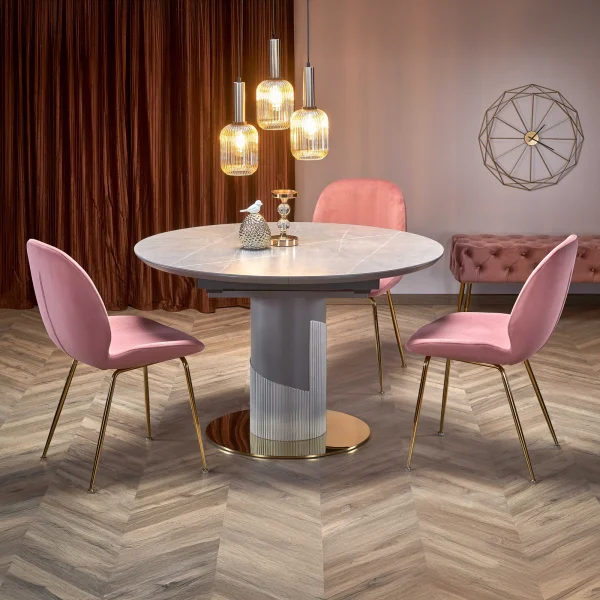Tavolo allungabile 120/160cm rotondo marmo grigio oro Ticino