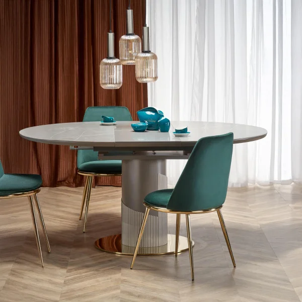 Tavolo allungabile 120/160cm rotondo marmo grigio oro Ticino