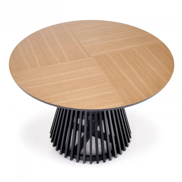 Tavolo 120x120cm rotondo da pranzo rovere chiaro nero Reno