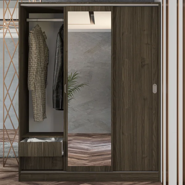 Armadio 150x191h cm scorrevole con specchio noce Collodi