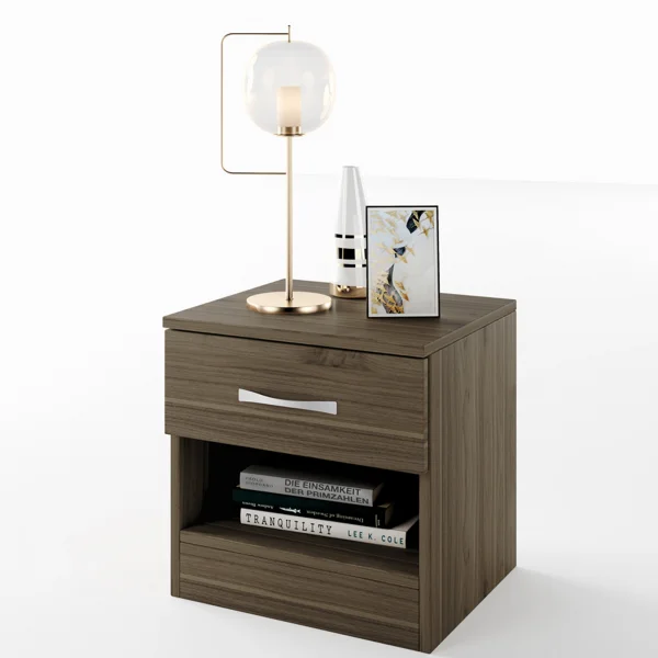 Comodino 40x41h cm  con cassetto moderno noce Selvaggia