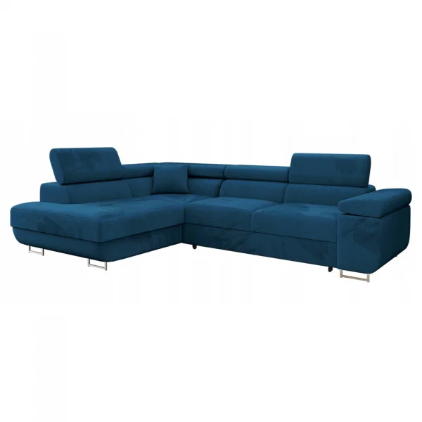 Divano letto angolare sinistra imbottito 274x203cm blu Bormio