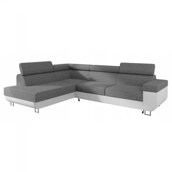 Divano letto angolare sinistra 3 posti 253x188cm grigio bianco Almese