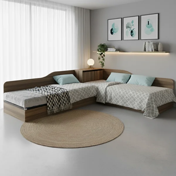 Letto singolo contenitore doppio 82x190cm moderno noce Stefano