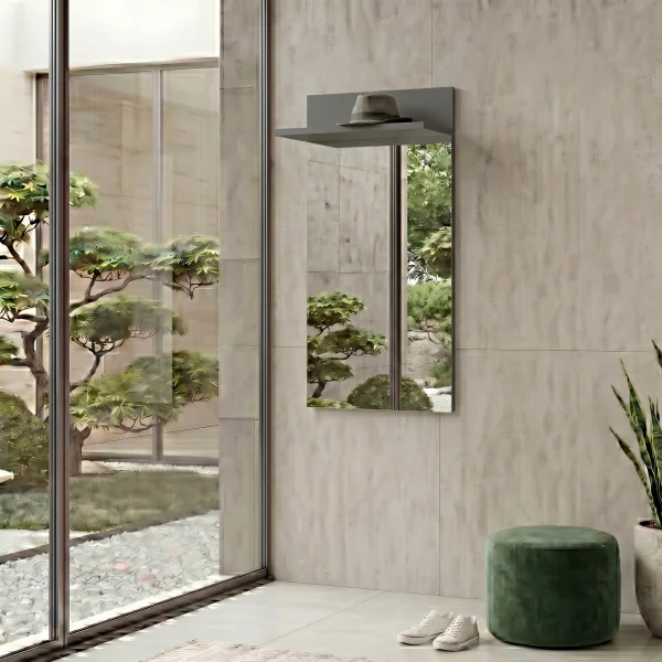Pannello specchio con mensola 60x106h cm antracite California Gihome®