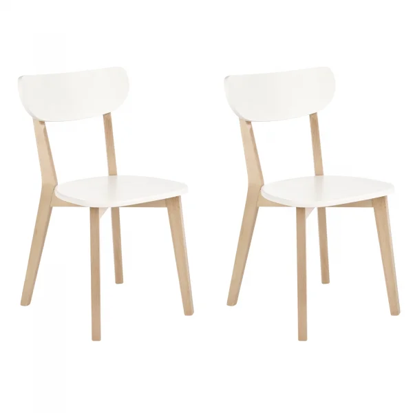 Set 2 sedie soggiorno design moderno bianco rovere Scandy