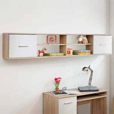 Libreria moderna sospesa 204x39cm quercia sonoma bianco opaco Ciak