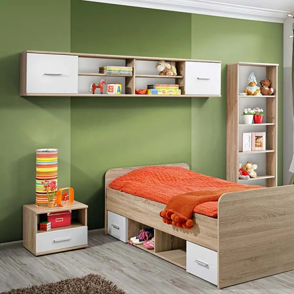 Libreria moderna sospesa 204x39cm quercia sonoma bianco opaco Ciak