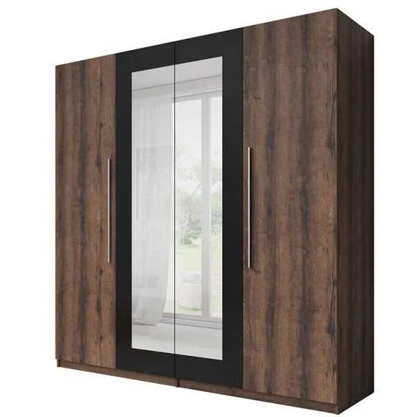 Armadio moderno 228x214cm quercia scura e nero Lisa Gihome®