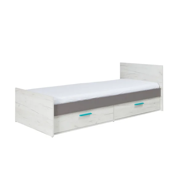 Cameretta completa con letto singolo pino bianco grigio blu Maya Gihome®