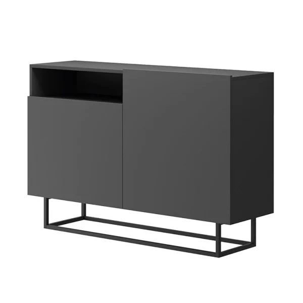 Credenza 120x80cm moderna 2 ante 1 vano antracite nero Erice Gihome®