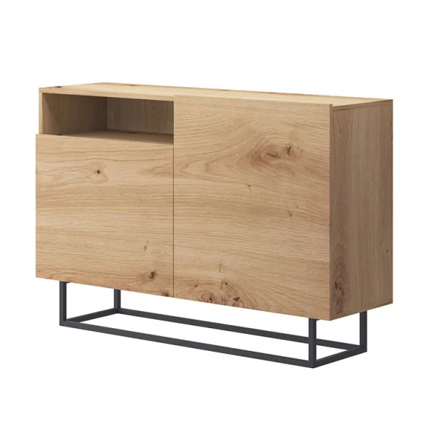 Credenza 120x80cm moderna 2 ante 1 vano rovere nero Erice Gihome®