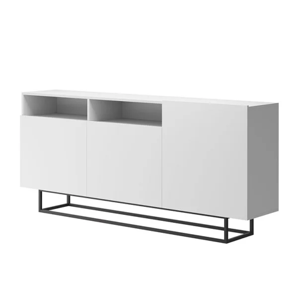 Credenza 180x80cm moderna 3 ante 2 vani bianco nero Erice Gihome®