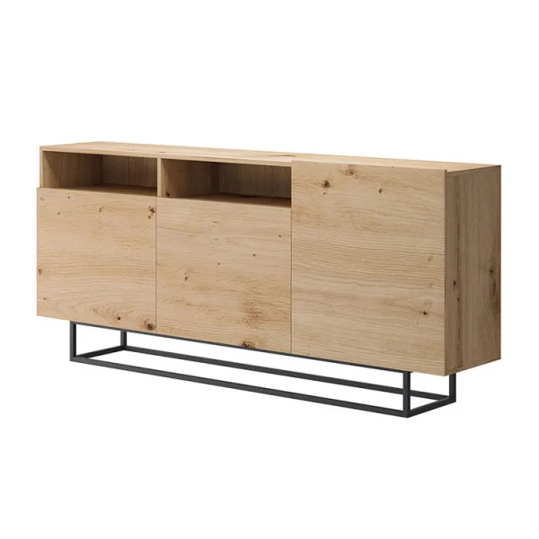 Credenza 180x80cm moderna 3 ante 2 vani rovere nero Erice Gihome®