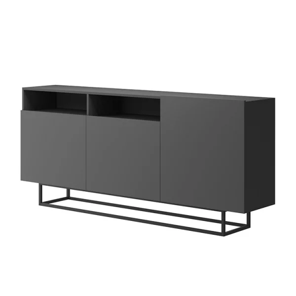 Credenza 180x80cm moderna 3 ante 2 vani antracite nero Erice Gihome®