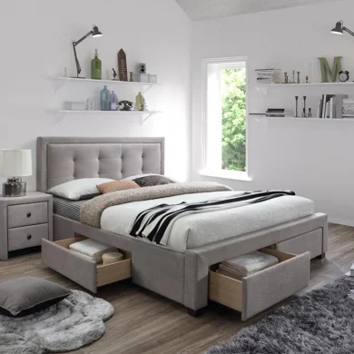 Letto 160x200cm matrimoniale con cassettoni beige Quarto Gihome®