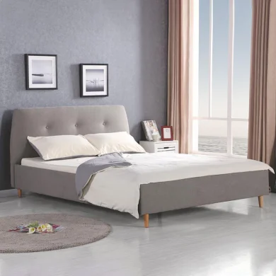 Letto matrimoniale moderno in tessuto 160x200cm grigio Maiori