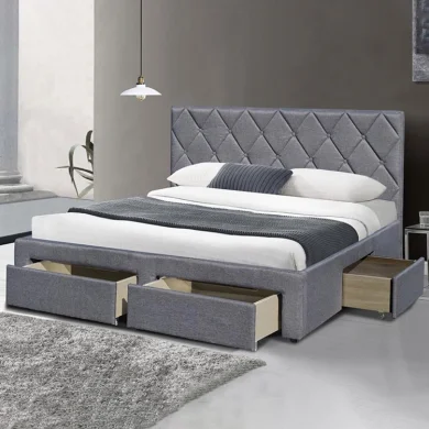 Letto matrimoniale con cassettoni 160x200cm grigio nero Galileo