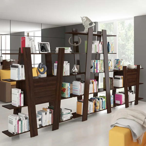 Libreria 150x194cm design moderna da parete rovere scuro Derek