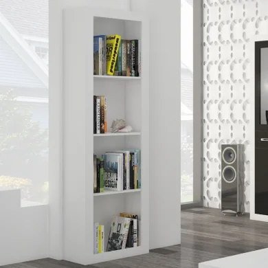 Libreria 60x198cm moderna 4 vani soggiorno bianco opaco Xena