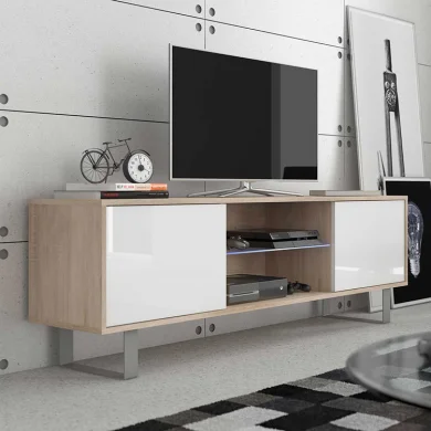 Mobile porta tv 2 ante 160x53cm rovere bianco lucido Kelli