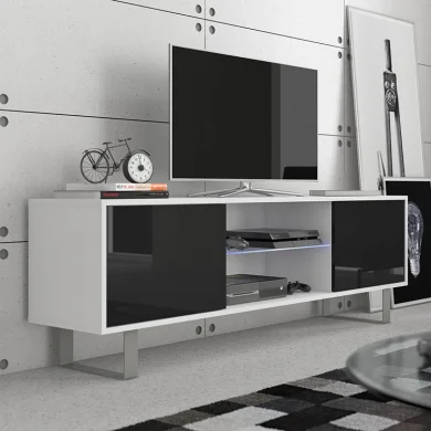 Mobile porta tv moderno 160x53cm bianco opaco nero lucido Kelli