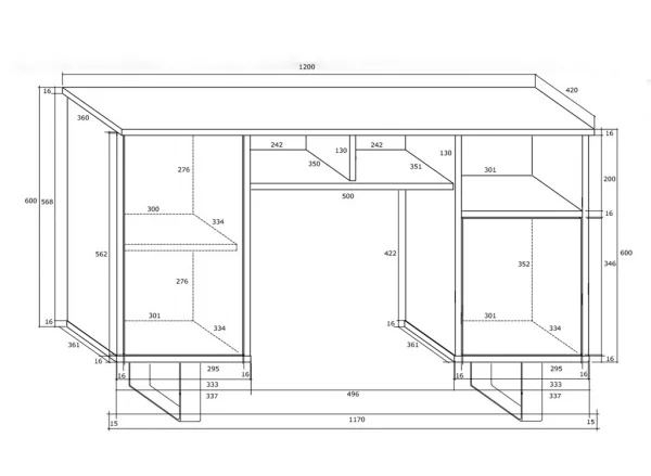 Scrivania ufficio moderna 120x42cm bianco lucido rovere Nadia