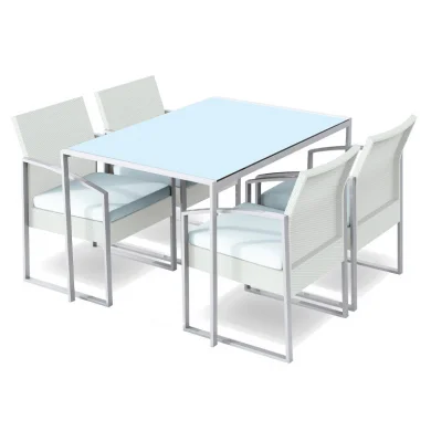 Set tavolo 120x80cm + 4 sedie da giardino bianco Malvin