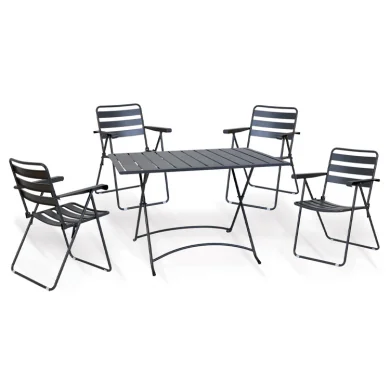 Set tavolo 120x80cm + 4 sedie pieghevoli da giardino antracite Beta