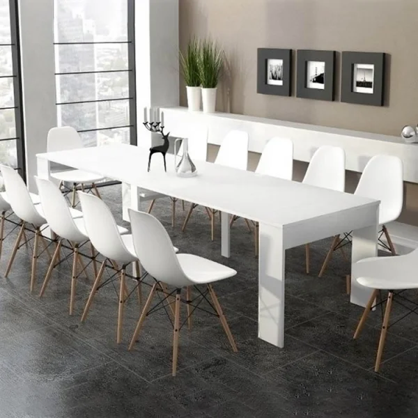 Tavolo consolle allungabile moderno 50/302cm bianco opaco Giada