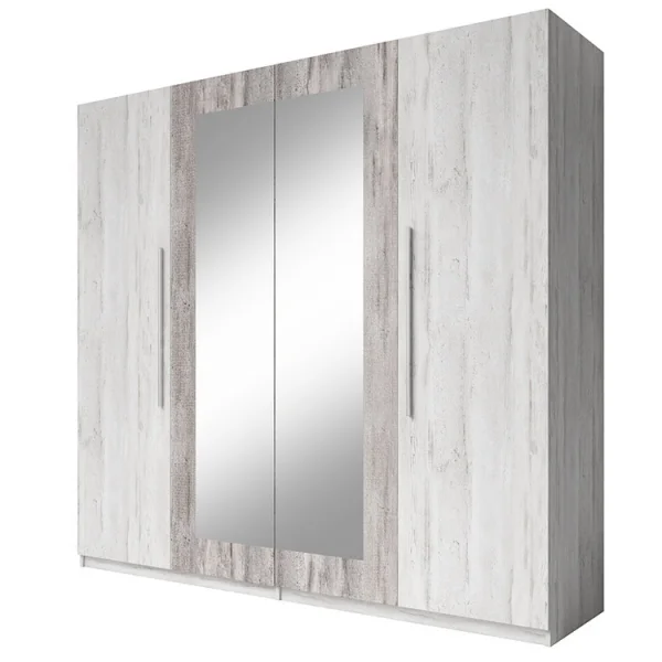 Armadio 228x214cm moderno 4 ante pino rovere grigio Lisa Gihome®