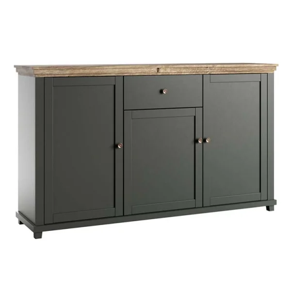 Credenza 160x93cm moderna 3 ante 1 cassetto verde quercia Texel