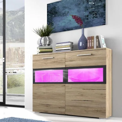 Credenza 91x92cm moderna 2 ante rovere nero Armony-Glamour Gihome®