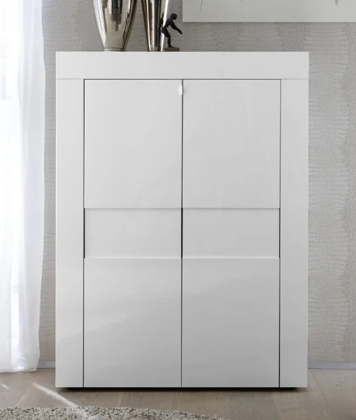 Credenza alta 92x125cm 2 ante moderna bianco laccato lucido Easy