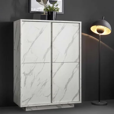 Credenza alta 92x145cm 4 ante effetto marmo bianco Viking