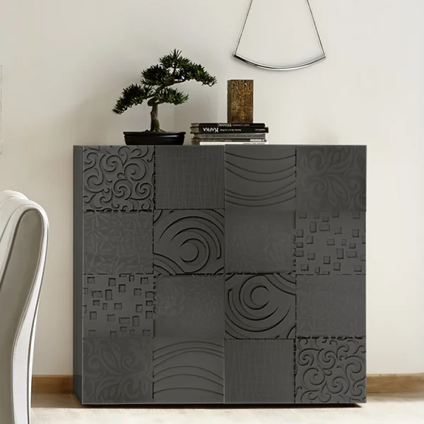 Credenza alta 2 ante 121x111cm grigio con serigrafia Paradise