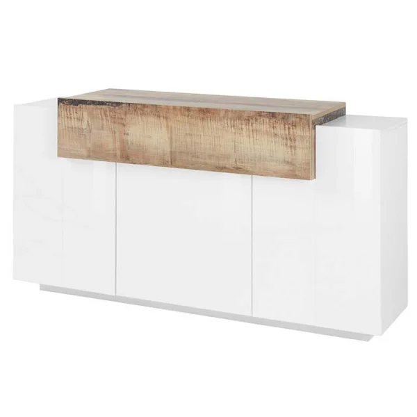 Credenza moderna 160x86cm 3 ante bianco opaco pero Milos Gihome®