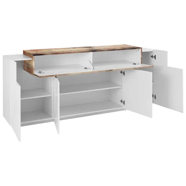 Credenza moderna 200x86cm 4 ante bianco lucido pero Milos Gihome®