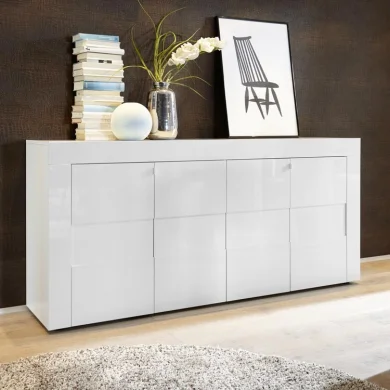 Credenza moderna 4 ante 181x84cm bianco laccato lucido Easy