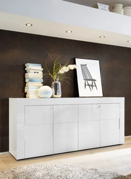 Credenza moderna 4 ante 181x84cm bianco laccato lucido Easy