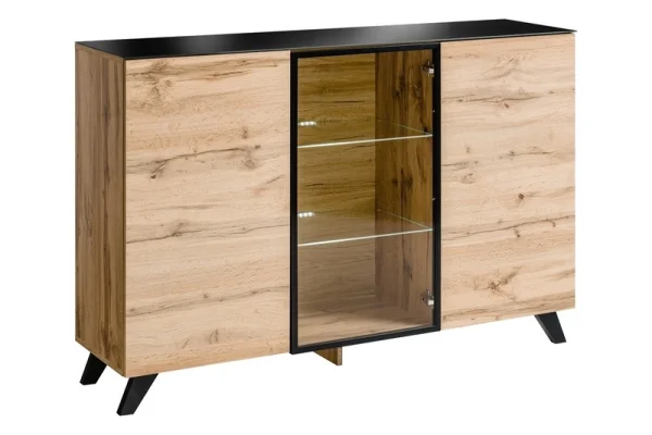 Credenza moderna 150x100cm rovere miele nero Tropical Gihome®