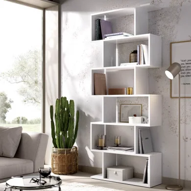 Libreria 80x192cm design moderno bianco lucido e opaco Square