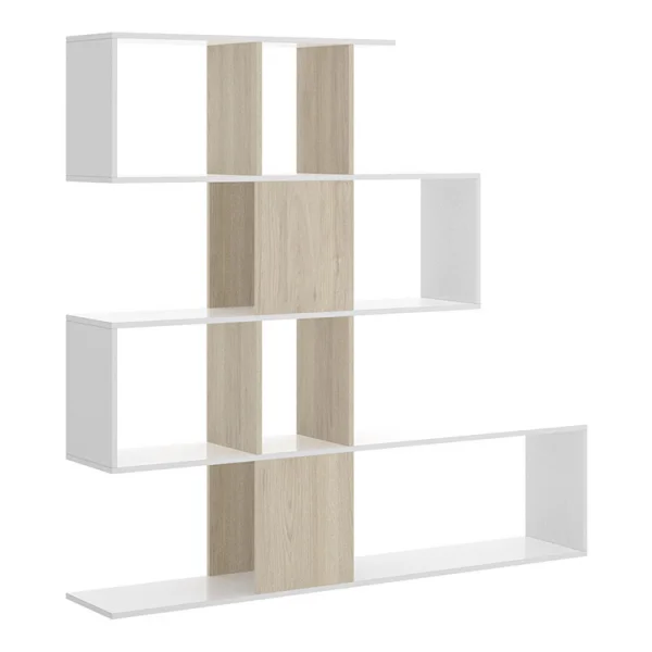 Libreria moderna 145x145cm bianco rovere natura Snake