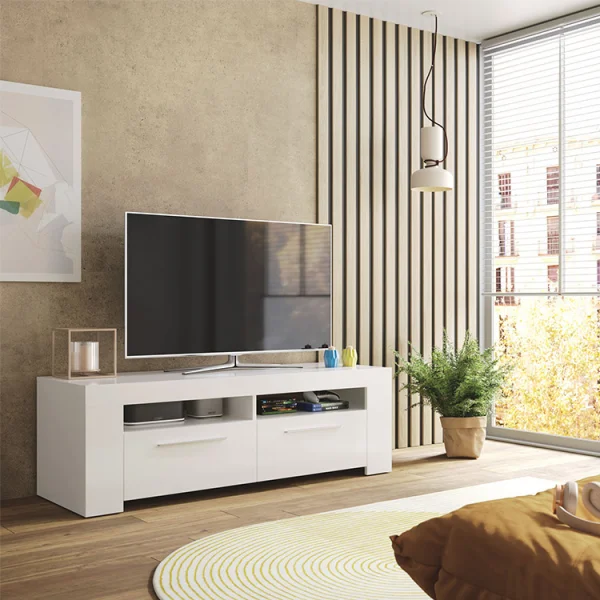 Mobile porta tv moderno soggiorno 120x40cm bianco opaco Creta
